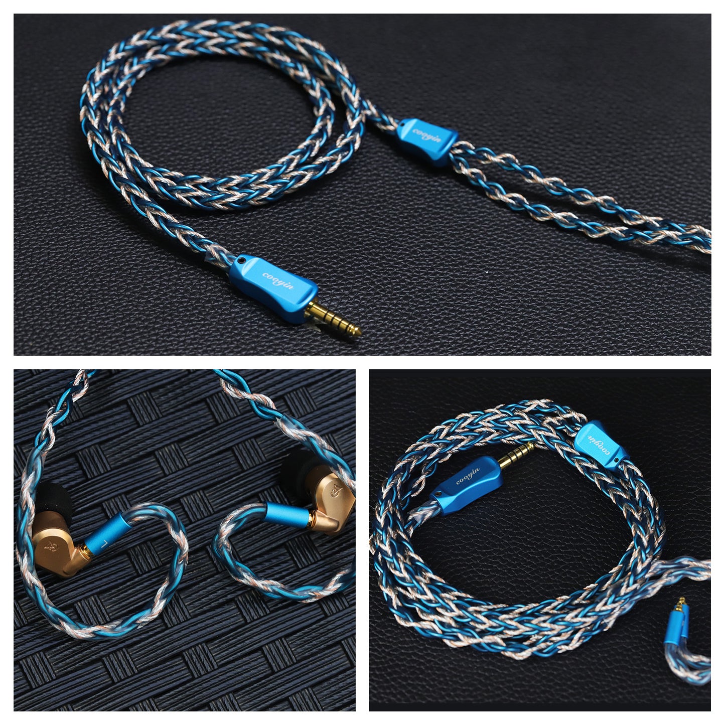 cooyin シロナガス鯨 リケーブル MMCX IE300 IE400 A2DC QDC 2PINケーブル イヤホン HIFI音質 8芯 単結晶銀 Litz編み込み構造 Shure SE215 JVC HA-FX850 SENNHEISER IE500 IE300 ATH-LS400 KZ ZSN などに適合する HiFi イヤホン 専用 ストレート型 2.5mm 3.5mm 4.4mm