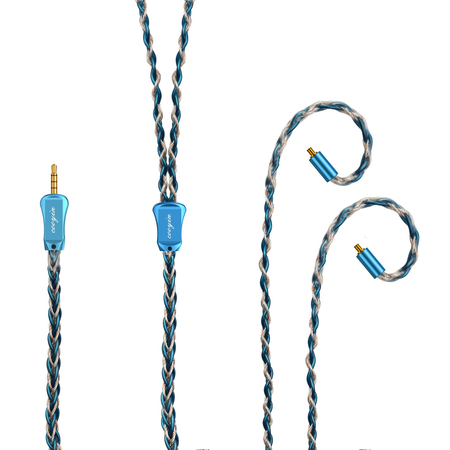 cooyin シロナガス鯨 リケーブル MMCX IE300 IE400 A2DC QDC 2PINケーブル イヤホン HIFI音質 8芯 単結晶銀 Litz編み込み構造 Shure SE215 JVC HA-FX850 SENNHEISER IE500 IE300 ATH-LS400 KZ ZSN などに適合する HiFi イヤホン 専用 ストレート型 2.5mm 3.5mm 4.4mm