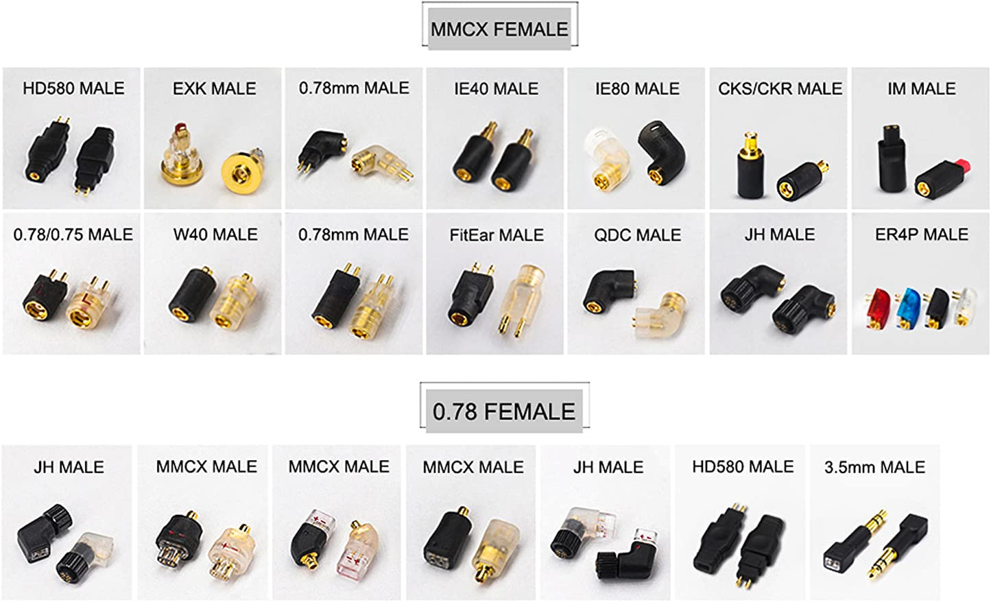 cooyin 3.5mm-MMCX 変換コネクター コネクターキット 3.5mm(オス) - MMCXコネクター(メス) ブラック