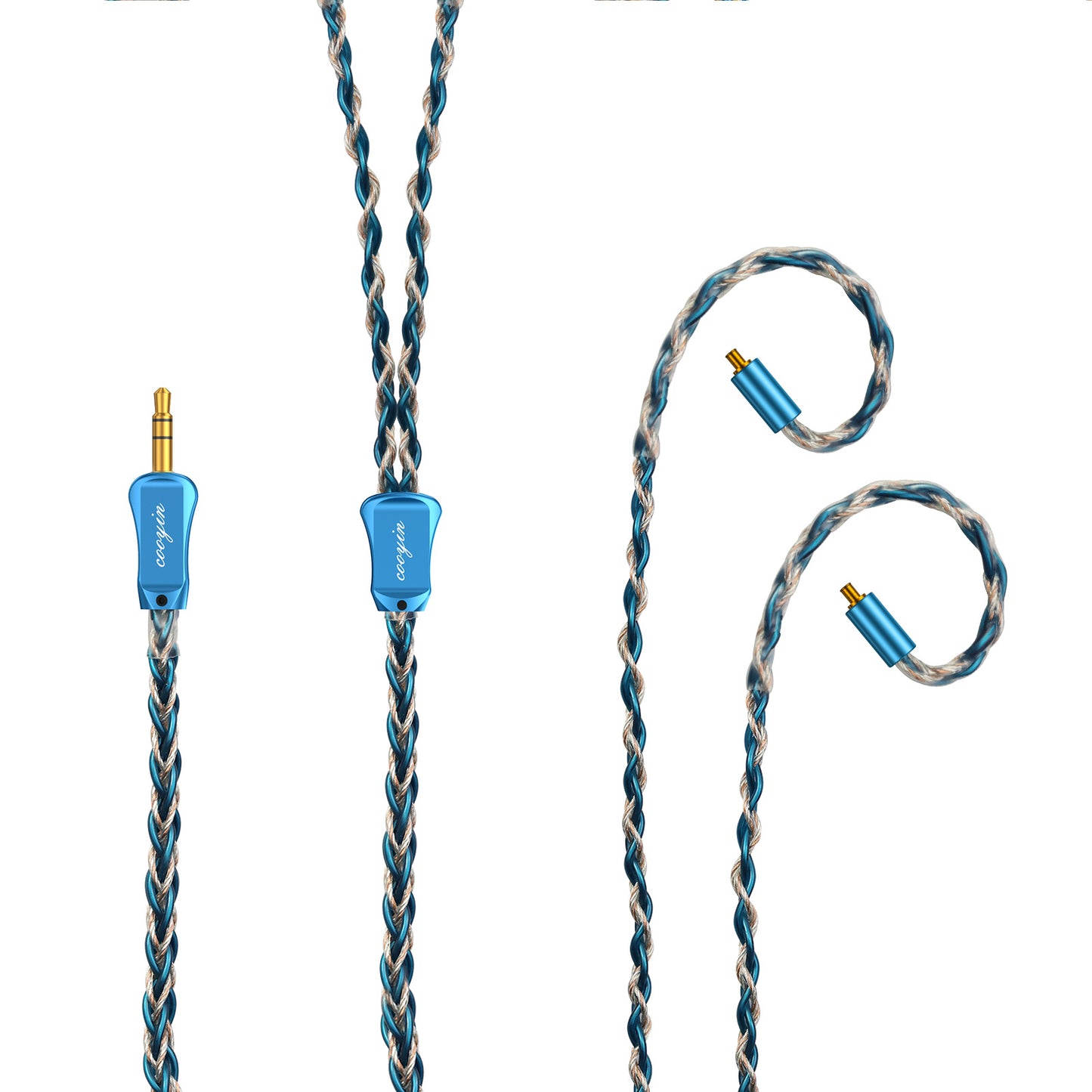 cooyin シロナガス鯨 リケーブル MMCX IE300 IE400 A2DC QDC 2PINケーブル イヤホン HIFI音質 8芯 単結晶銀 Litz編み込み構造 Shure SE215 JVC HA-FX850 SENNHEISER IE500 IE300 ATH-LS400 KZ ZSN などに適合する HiFi イヤホン 専用 ストレート型 2.5mm 3.5mm 4.4mm