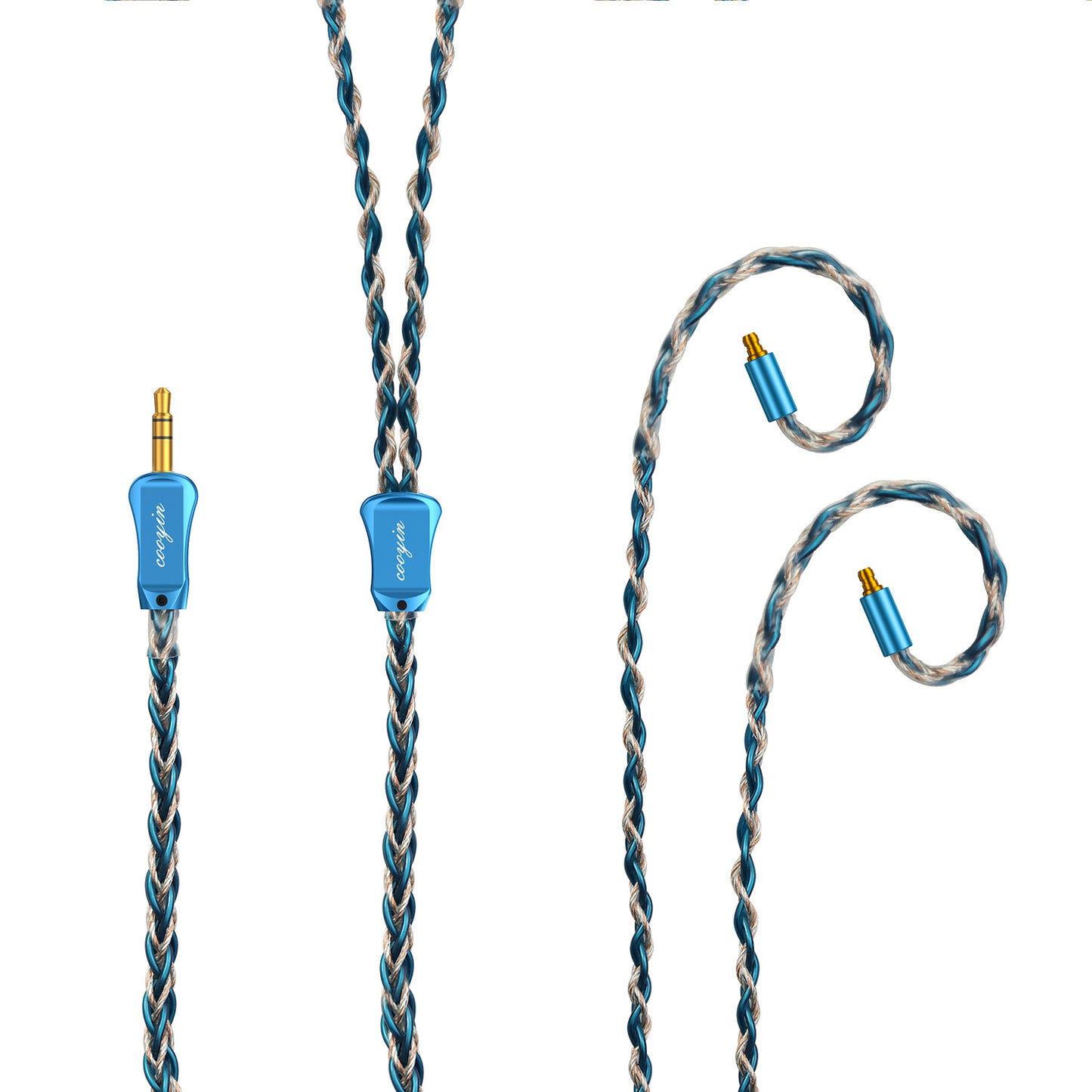 cooyin シロナガス鯨 リケーブル MMCX IE300 IE400 A2DC QDC 2PINケーブル イヤホン HIFI音質 8芯 単結晶銀 Litz編み込み構造 Shure SE215 JVC HA-FX850 SENNHEISER IE500 IE300 ATH-LS400 KZ ZSN などに適合する HiFi イヤホン 専用 ストレート型 2.5mm 3.5mm 4.4mm