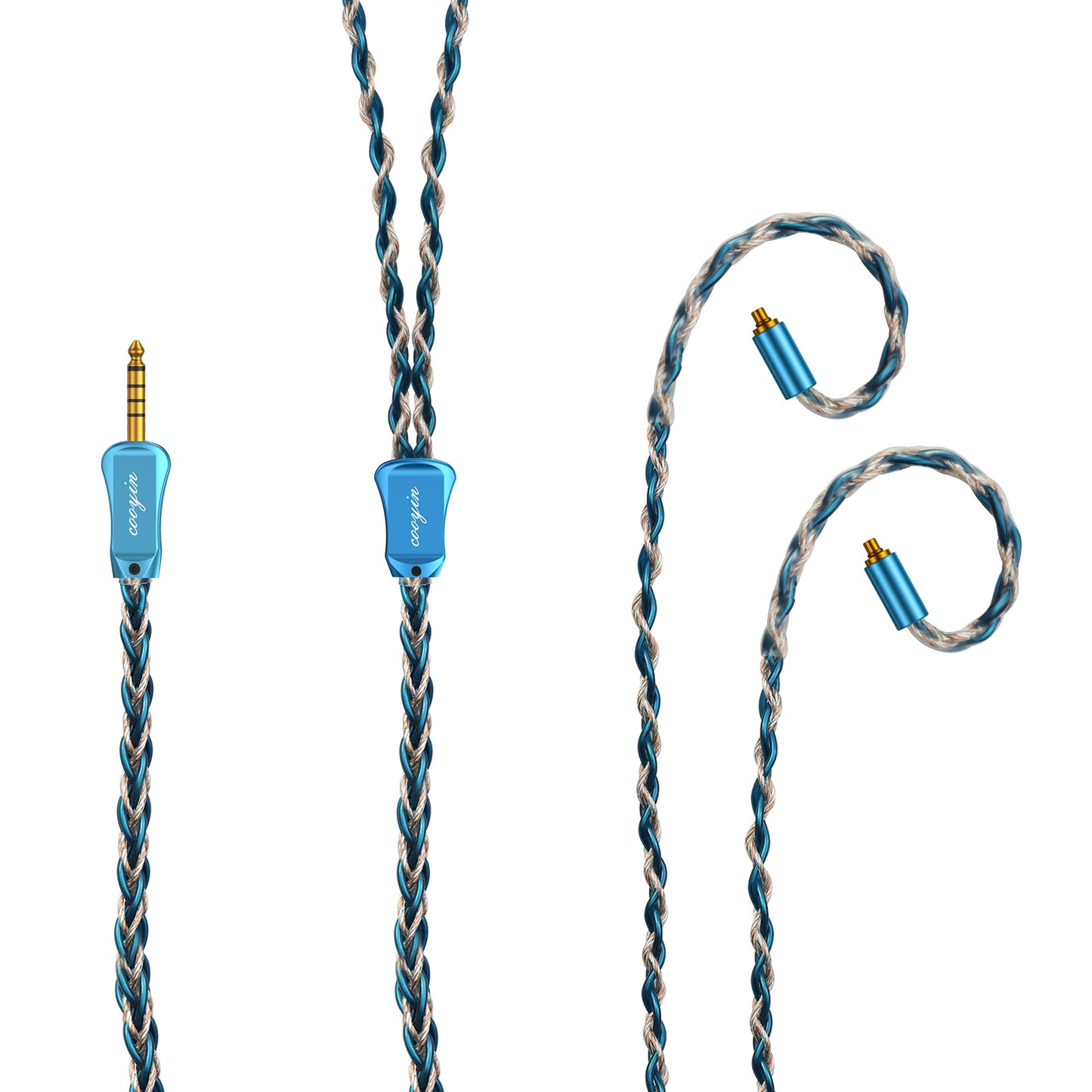 cooyin シロナガス鯨 リケーブル MMCX IE300 IE400 A2DC QDC 2PINケーブル イヤホン HIFI音質 8芯 単結晶銀 Litz編み込み構造 Shure SE215 JVC HA-FX850 SENNHEISER IE500 IE300 ATH-LS400 KZ ZSN などに適合する HiFi イヤホン 専用 ストレート型 2.5mm 3.5mm 4.4mm