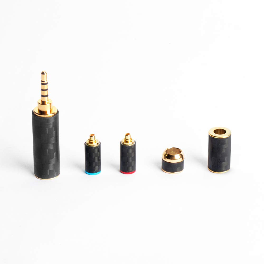 cooyin 変換プラグ 4.4mm バランス mmcx 炭素繊維外被 金メッキプラグ リケーブル自作プラグ 5点セット販売 SHURE se215 se315;WESTONE w60 w80などに適合