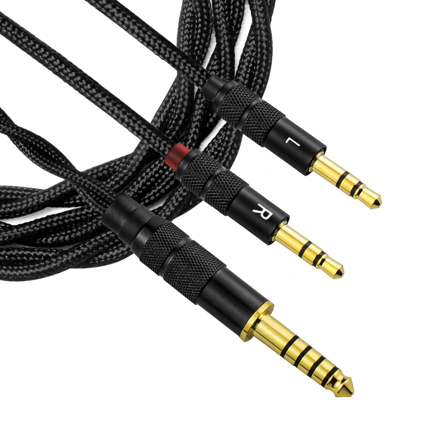 cooyin イヤホン・ヘッドホンリケーブル 4.4mm(5極)⇔3.5mm(3極)*2銀メッキ単結晶銅 8芯 リケーブ