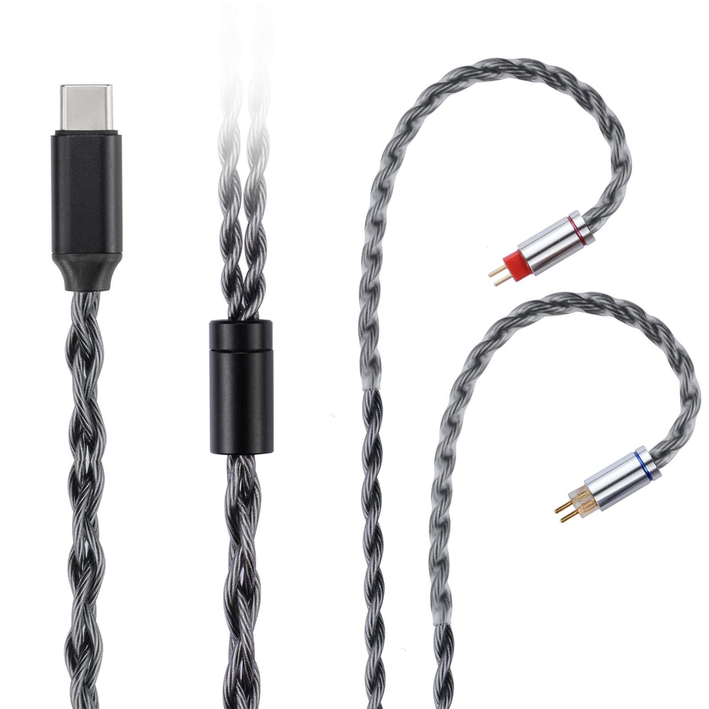 Cooyin F4 イヤホンケーブル 0.78 2PIN QDC 高純度OFC銀メッキ 高純度単結晶銅4芯リケーブル3.5MM 4.4MM TypeC KZ BA10/AS10/ZS10/ZSR/ZST/ED12/ES3/ES4/KZZS10などに対応