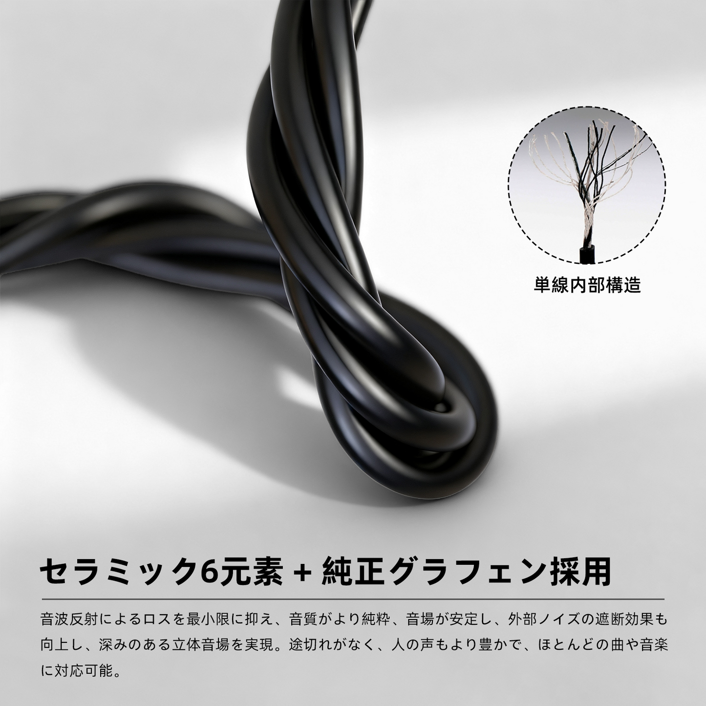 cooyin BT34-3 3.5mm AUXオーディオケーブル 18cm ケーブル 金メッキプラグ セラミック6元素 純正グラフェン 高音質 ロスレス 無磁性 ニッケルなし 広互換性 ニッケルフリー