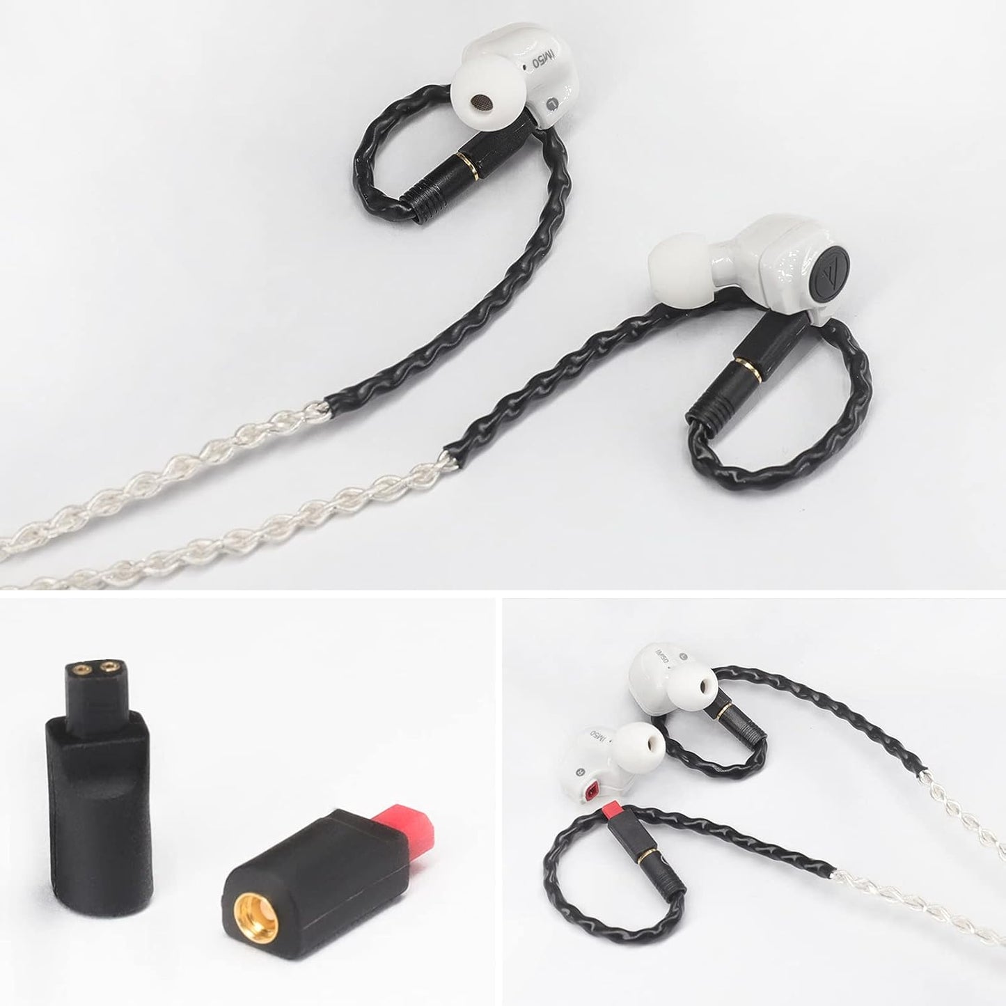 cooyin mmcx (リケーブル側) to 0.78mm (イヤホン側) アダプタ 千住銀入り錫はんだ 2U"金メッキプラグ 一体射出成形技術 音質劣化なし 線材テスト作業用 1ペア