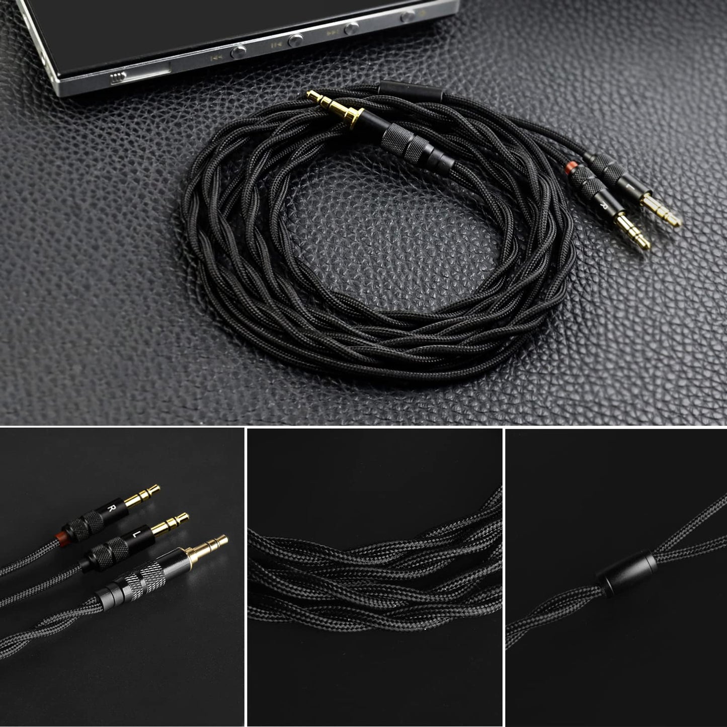 cooyin イヤホン・ヘッドホンリケーブル 4.4mm(5極)⇔3.5mm(3極)*2銀メッキ単結晶銅 8芯 リケーブ