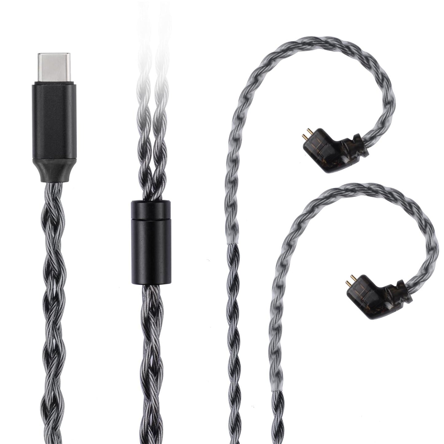 Cooyin F4 イヤホンケーブル 0.78 2PIN QDC 高純度OFC銀メッキ 高純度単結晶銅4芯リケーブル3.5MM 4.4MM TypeC KZ BA10/AS10/ZS10/ZSR/ZST/ED12/ES3/ES4/KZZS10などに対応