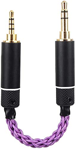 cooyin オーディオケーブル 短い 銀メッキ単結晶銅 8芯 ポータブルヘッドホンアンプ(DAC) 、DAP、ヘッドホンアンプに適合する 2.5mm 4極（オス）→ 3.5mm 3極（オス）
