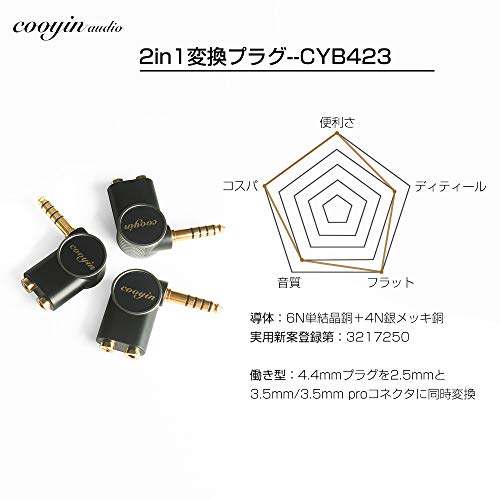 cooyin  4.4-3.5/2.5mm 2in1変換プラグ